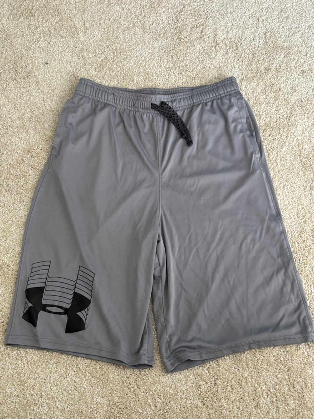 Under Armour Gray Athletic Basketball Shorts with Black Logo